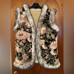 New Genuine Shearling Vest with Real Fur Trim